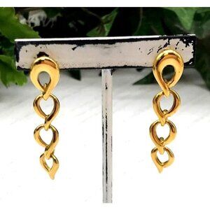 Vintage Napier Gold Dangling Chain Link Earrings With Polished Finish